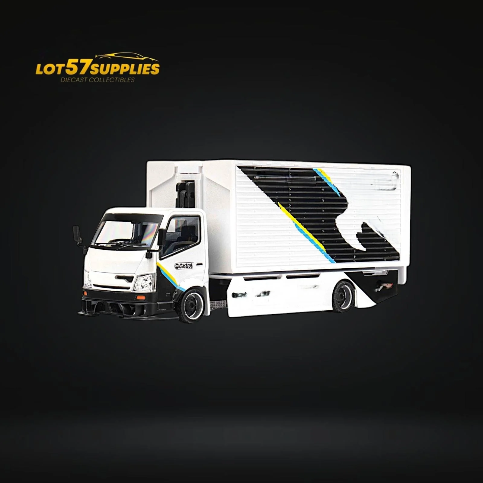 MicroTurbo HINO 300 Custom Box Truck White - Black Livery 1:64 - Image 5